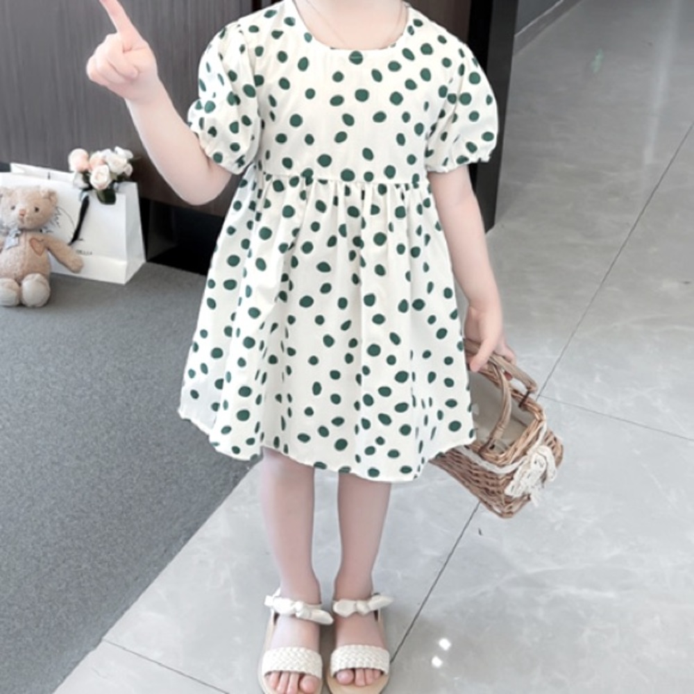 NWT Kiabi Eco Conception Baby Girl's White Black Polka Dot Dress 18M Bow New